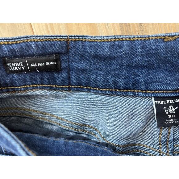 True Religion Jennie Curvy Skinny Jean Women’s Size 30 Med Wash Stretch Mid Rise - Picture 3 of 7
